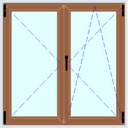 Tilt-and-turn window with 2 sashes