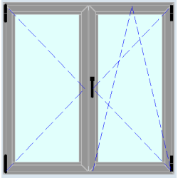 Tilt-and-turn window with 2 sashes